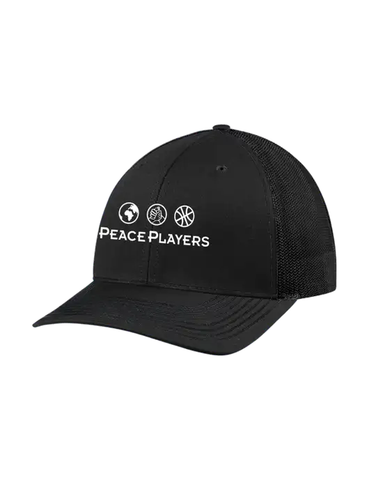 Richardson Adjustable Snapback Original 112 Trucker Cap Black w/Black Mesh w/Peace Players Logo
