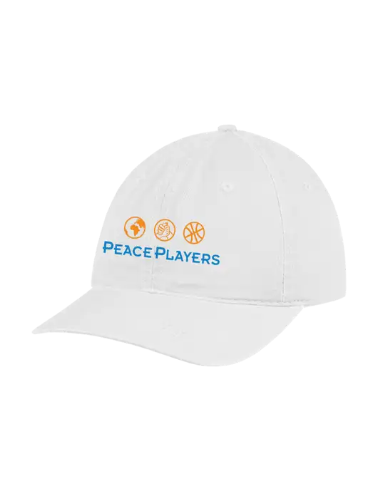 Garment Washed Unstructured Twill White Cap w/Peace Players Logo