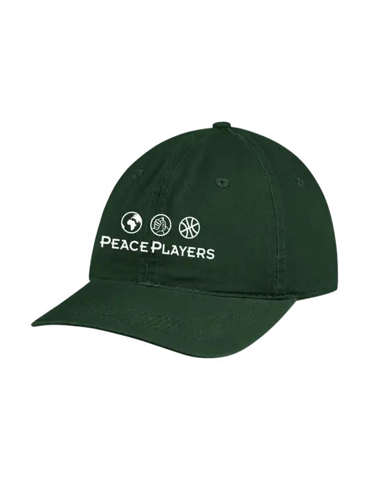 Garment Washed Unstructured Twill Dark Green Cap w/Peace Players Logo