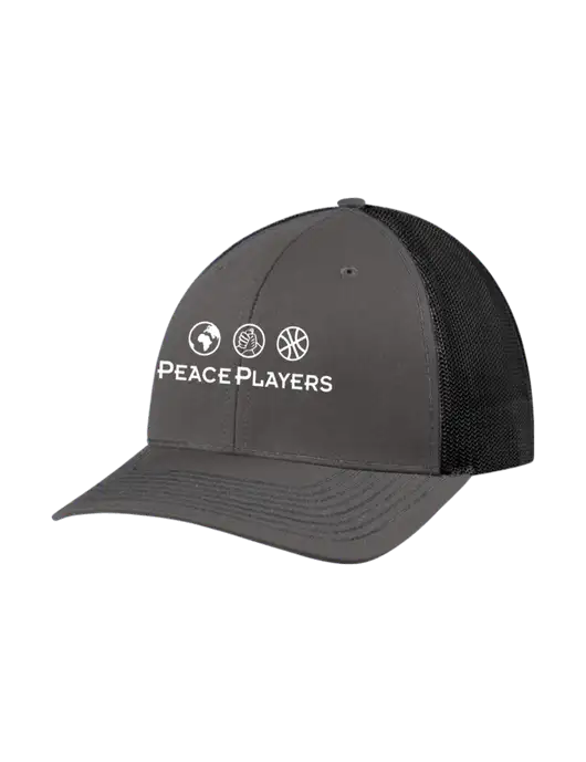 Richardson Adjustable Snapback Original 112 Trucker Cap Dark Grey w/Black Mesh w/Peace Players Logo
