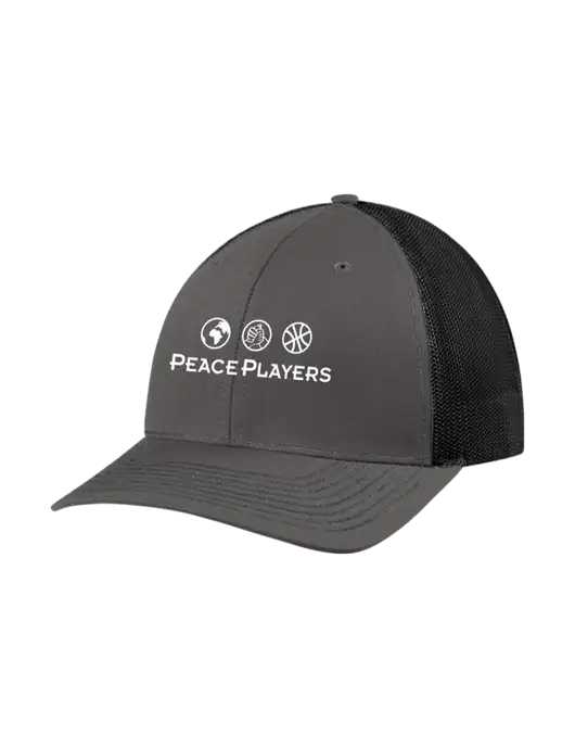Richardson Adjustable Snapback Original 112 Trucker Cap Dark Grey w/Black Mesh w/Peace Players Logo
