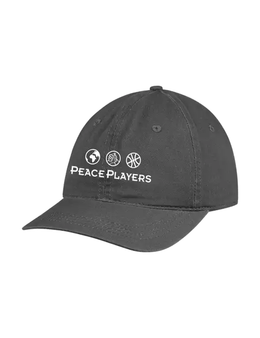 Garment Washed Unstructured Twill Charcoal Cap w/Peace Players Logo
