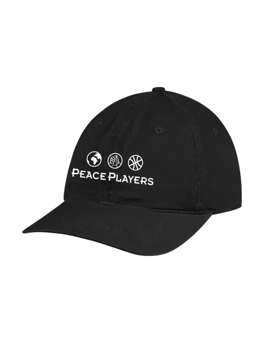 Garment Washed Unstructured Twill Black Cap w/Peace Players Logo