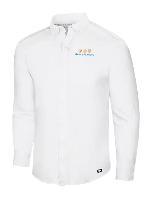 OGIO Bright White Modern Code Stretch Button-Up Shirt w/Peace Players Logo