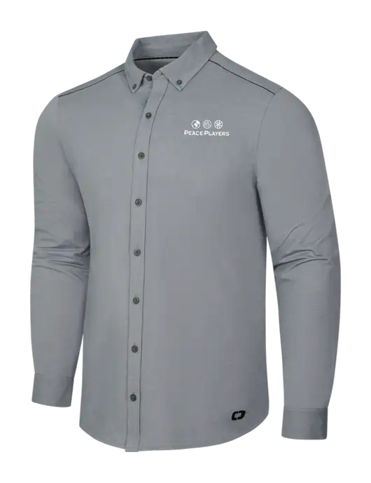 OGIO Medium Grey Heather Modern Code Stretch Button-Up Shirt w/Peace Players Logo