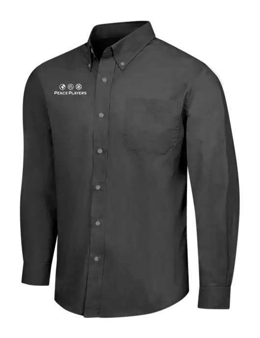 Soft Black Crosshatch Easy Care Shirt w/Peace Players Logo