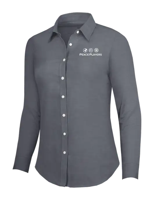 Dark Grey Womens SuperPro Oxford Shirt w/Peace Players Logo