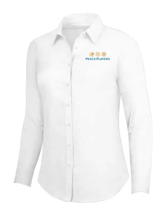 White Womens SuperPro Oxford Shirt w/Peace Players Logo