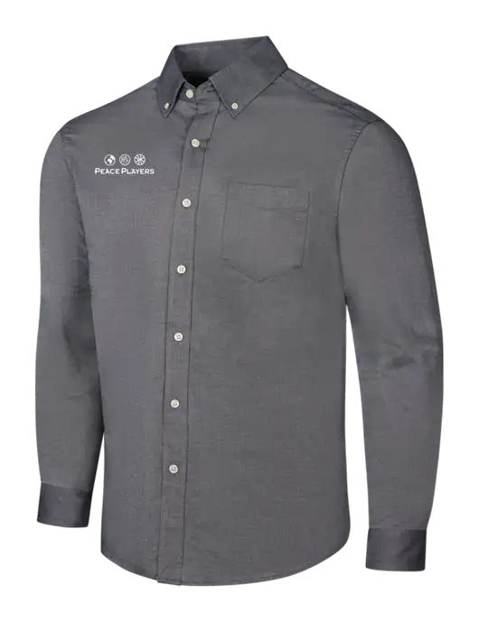 Dark Grey SuperPro Oxford Shirt w/Peace Players Logo