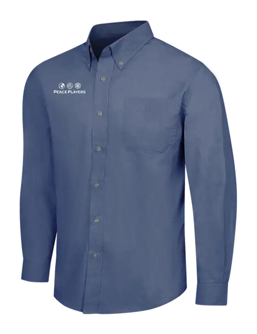 Light Navy Crosshatch Easy Care Shirt w/Peace Players Logo