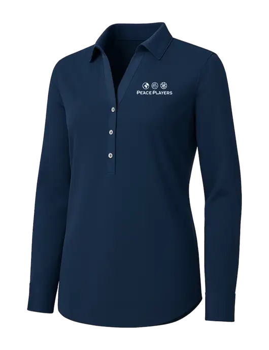 Womens Navy City Stretch Shirt w/Peace Players Logo