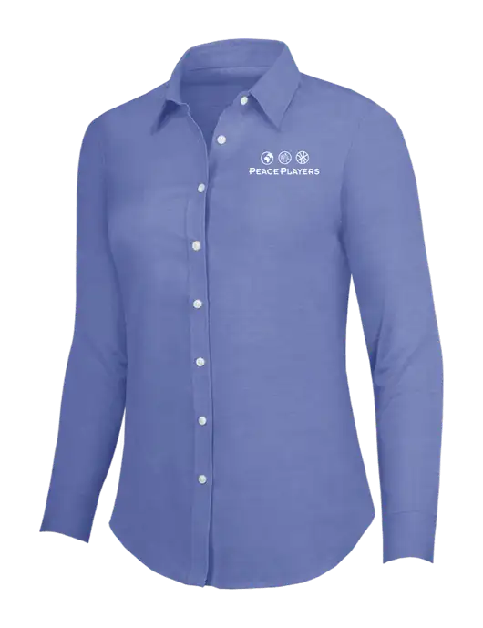 Navy Womens SuperPro Oxford Shirt w/Peace Players Logo