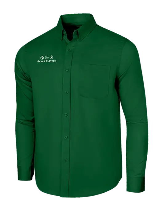 Long Sleeve Dark Green Superpro React Twill Shirt w/Peace Players Logo