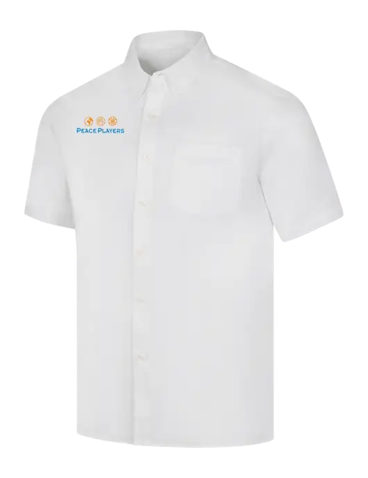 Short Sleeve White Superpro React Twill Shirt w/Peace Players Logo