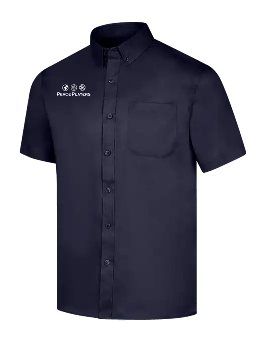 Short Sleeve Navy Superpro React Twill Shirt w/Peace Players Logo