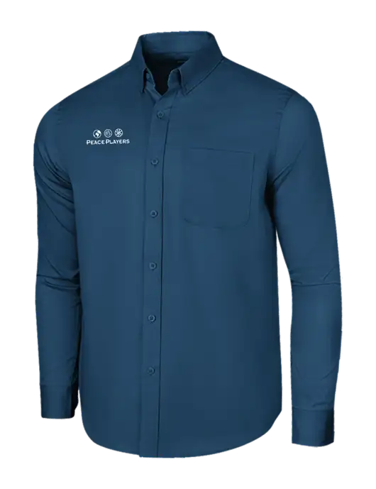Long Sleeve Light Navy Superpro React Twill Shirt w/Peace Players Logo