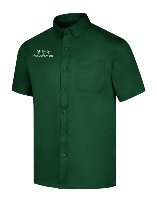 Short Sleeve Dark Green Superpro React Twill Shirt w/Peace Players Logo