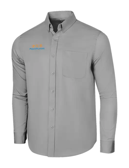 Long Sleeve Light Grey Superpro React Twill Shirt w/Peace Players Logo