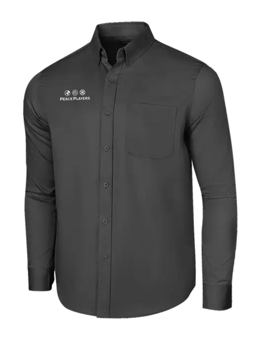 Long Sleeve Dark Grey Superpro React Twill Shirt w/Peace Players Logo