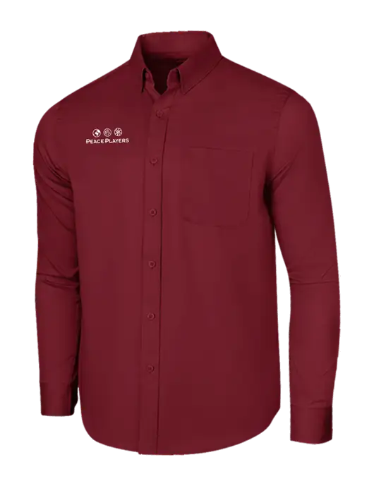 Long Sleeve Maroon Superpro React Twill Shirt w/Peace Players Logo