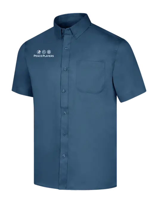 Short Sleeve Light Navy Superpro React Twill Shirt w/Peace Players Logo