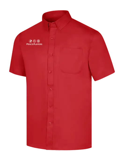 Short Sleeve Red Superpro React Twill Shirt w/Peace Players Logo