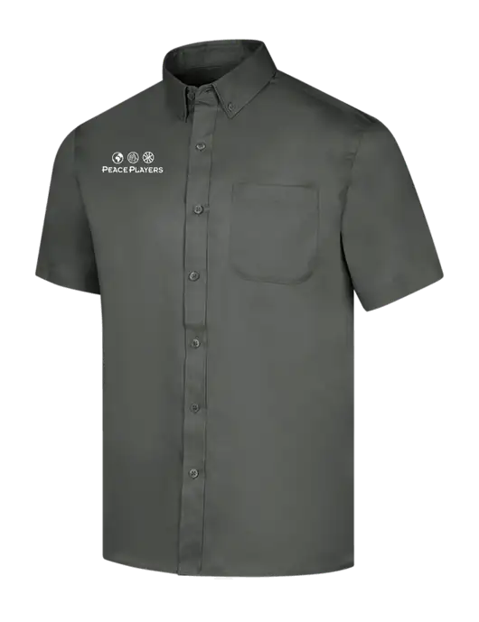 Short Sleeve Dark Grey Superpro React Twill Shirt w/Peace Players Logo