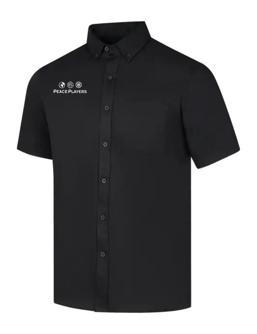 Short Sleeve Deep Black Superpro React Twill Shirt w/Peace Players Logo