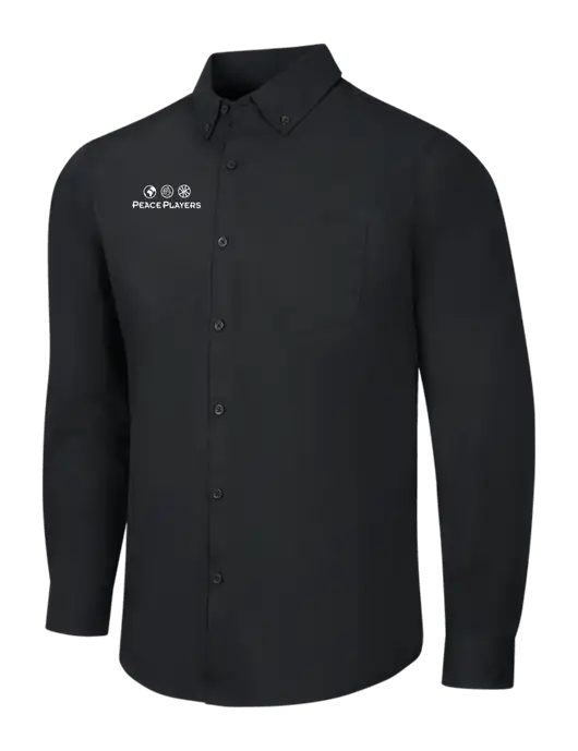 Black Long Sleeve Carefree Poplin Shirt w/Peace Players Logo