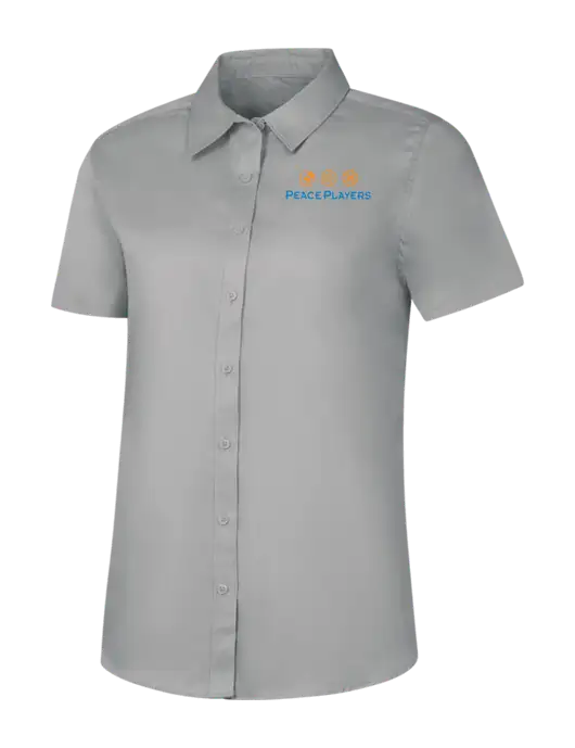 Womens Light Grey Short Sleeve Superpro React Twill Shirt w/Peace Players Logo