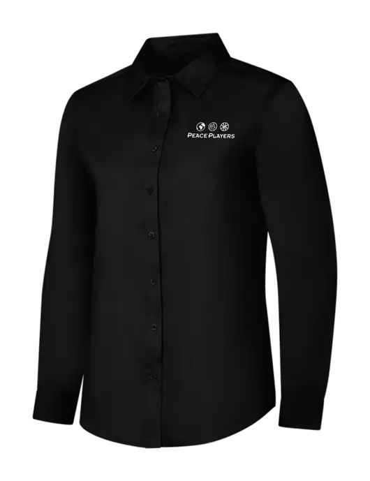 Womens Black Long Sleeve Superpro React Twill Shirt w/Peace Players Logo