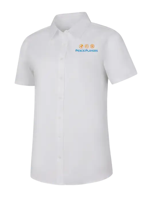 Womens White Short Sleeve Superpro React Twill Shirt w/Peace Players Logo