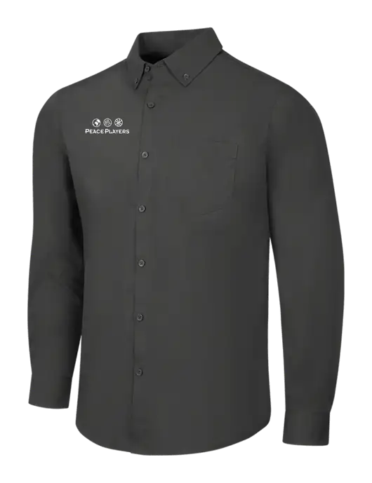 Dark Grey Long Sleeve Carefree Poplin Shirt w/Peace Players Logo