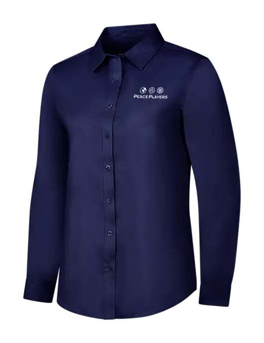 Navy Womens Long Sleeve Superpro React Twill Shirt w/Peace Players Logo