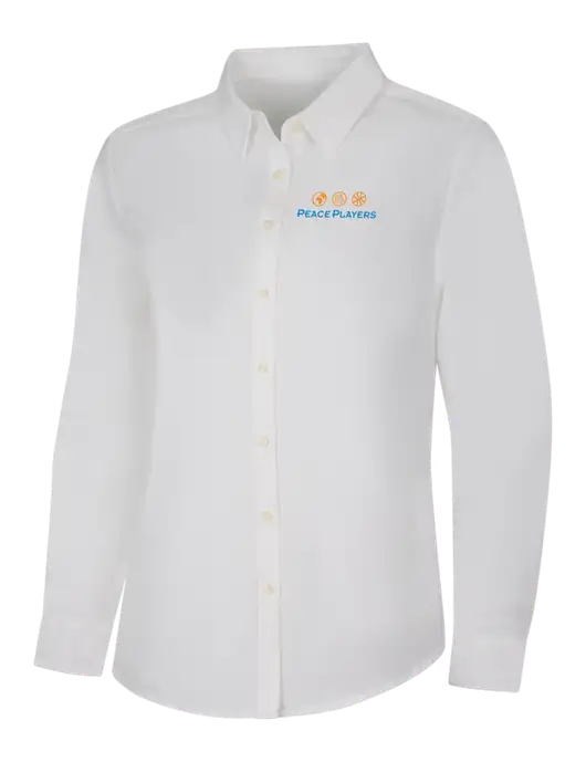Womens White Long Sleeve Superpro React Twill Shirt w/Peace Players Logo