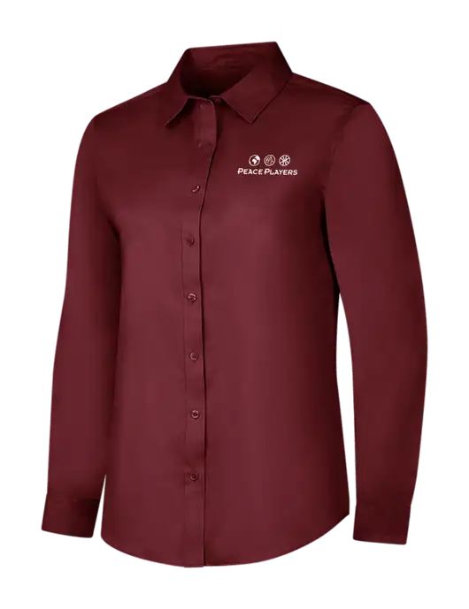 Maroon Womens Long Sleeve Superpro React Twill Shirt w/Peace Players Logo