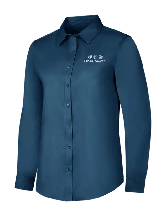 Light Navy Womens Long Sleeve Superpro React Twill Shirt w/Peace Players Logo