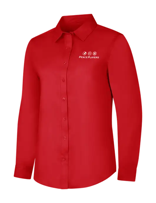 Red Womens Long Sleeve Superpro React Twill Shirt w/Peace Players Logo
