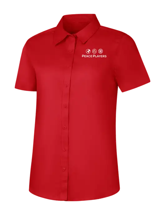 Womens Red Short Sleeve Superpro React Twill Shirt w/Peace Players Logo