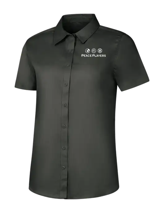 Womens Dark Grey Short Sleeve Superpro React Twill Shirt w/Peace Players Logo