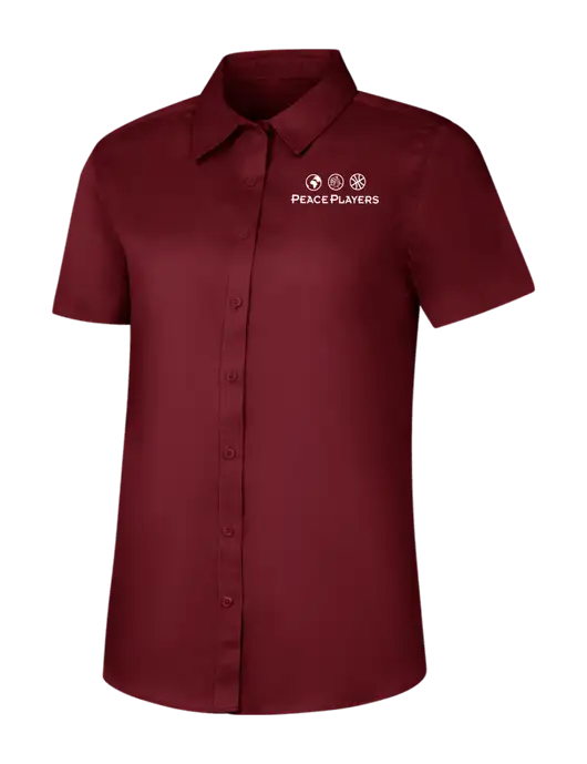 Womens Maroon Short Sleeve Superpro React Twill Shirt w/Peace Players Logo