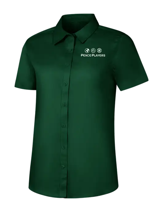 Womens Dark Green Short Sleeve Superpro React Twill Shirt w/Peace Players Logo
