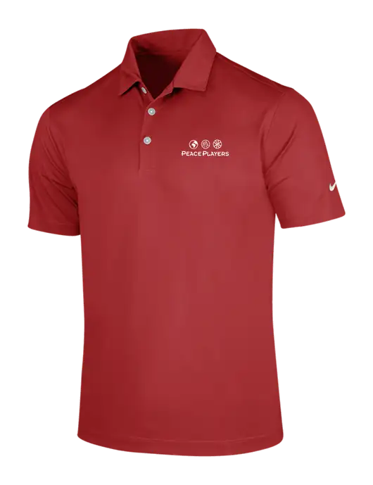NIKE Red Dri-Fit Vertical Mesh Polo w/Peace Players Logo