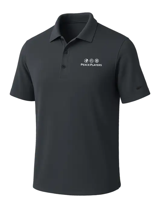 NIKE Dark Grey Dri-Fit Micro Pique Polo w/Peace Players Logo