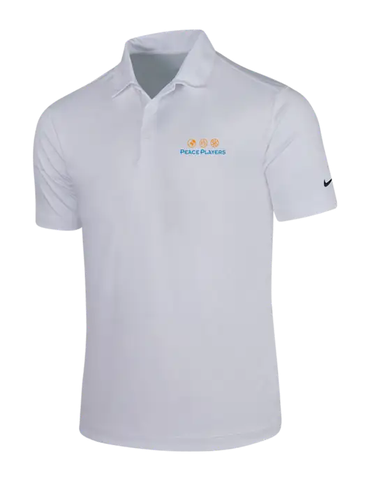 NIKE White Dri-Fit Vertical Mesh Polo w/Peace Players Logo