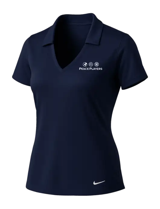 NIKE Dark Navy Womens Dri-Fit Vertical Mesh Polo w/Peace Players Logo