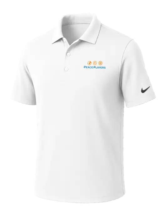 NIKE White Dri-Fit Micro Pique Polo w/Peace Players Logo