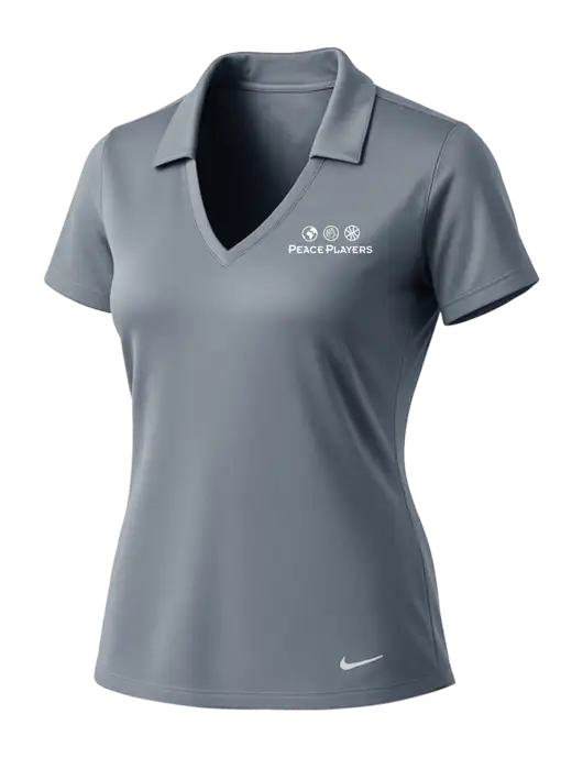 NIKE Medium Grey Womens Dri-Fit Vertical Mesh Polo w/Peace Players Logo