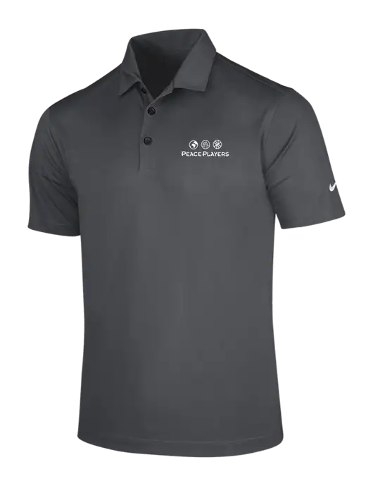 NIKE Dark Grey Dri-Fit Vertical Mesh Polo w/Peace Players Logo