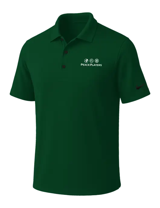 NIKE Dark Green Dri-Fit Micro Pique Polo w/Peace Players Logo